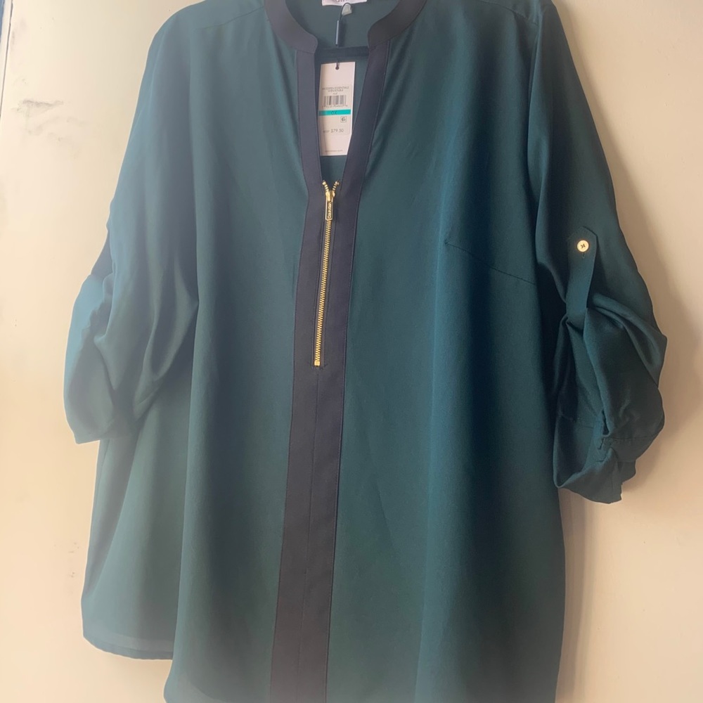 Calvin Klein beautiful green 3/4 sleeve blouse